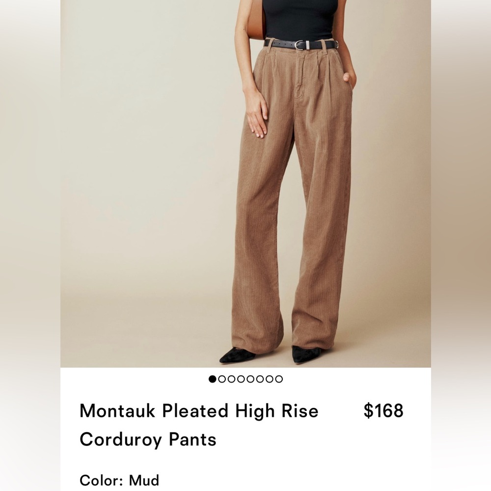 Reformation Montauk Pleated High Rise Corduroy Pants - Brand new with tags